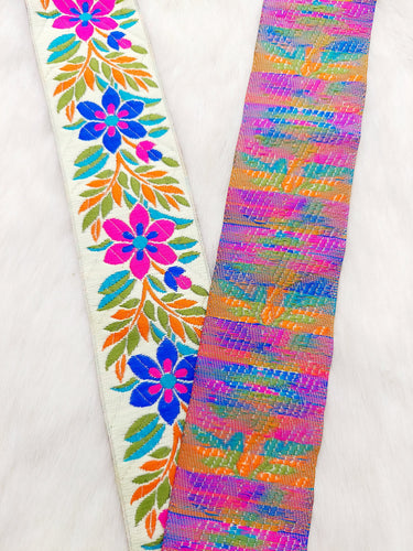 Floral Jacquard Saree Border, Woven Thread Work Trim, Jacquard Trimming Decorative Trim